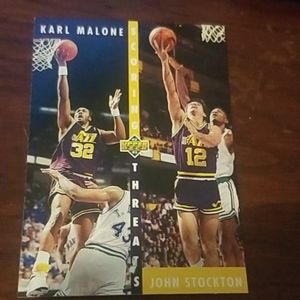 Karl malone. John stockton 1992/93 upper deck card